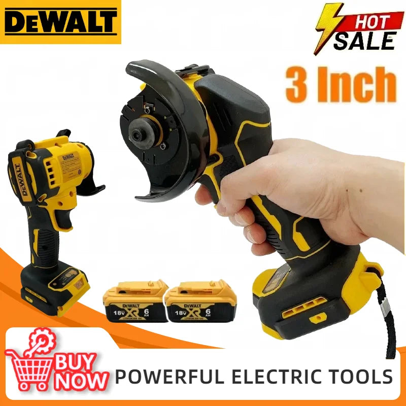 DeWALT 3 Inch Angle Grinder Mini Polishing Grinding Machine Electric Cutting Power Tools  For 18V 20V  Battery