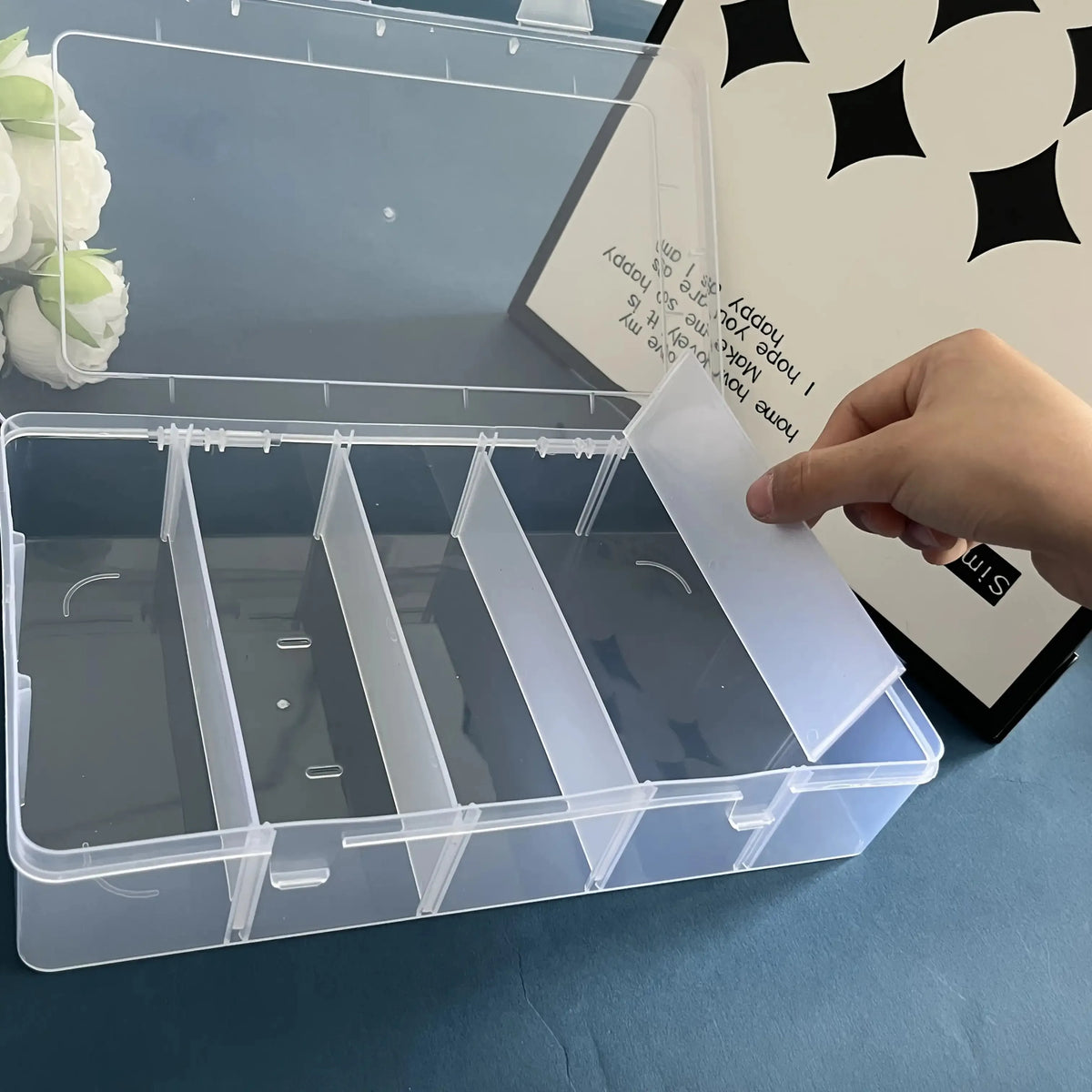 Hardware Tool Storage Box, 5-Compartment Transparent Tool Organizer Box, Screw and Accessory Sorting Box, Household Screw and Wr