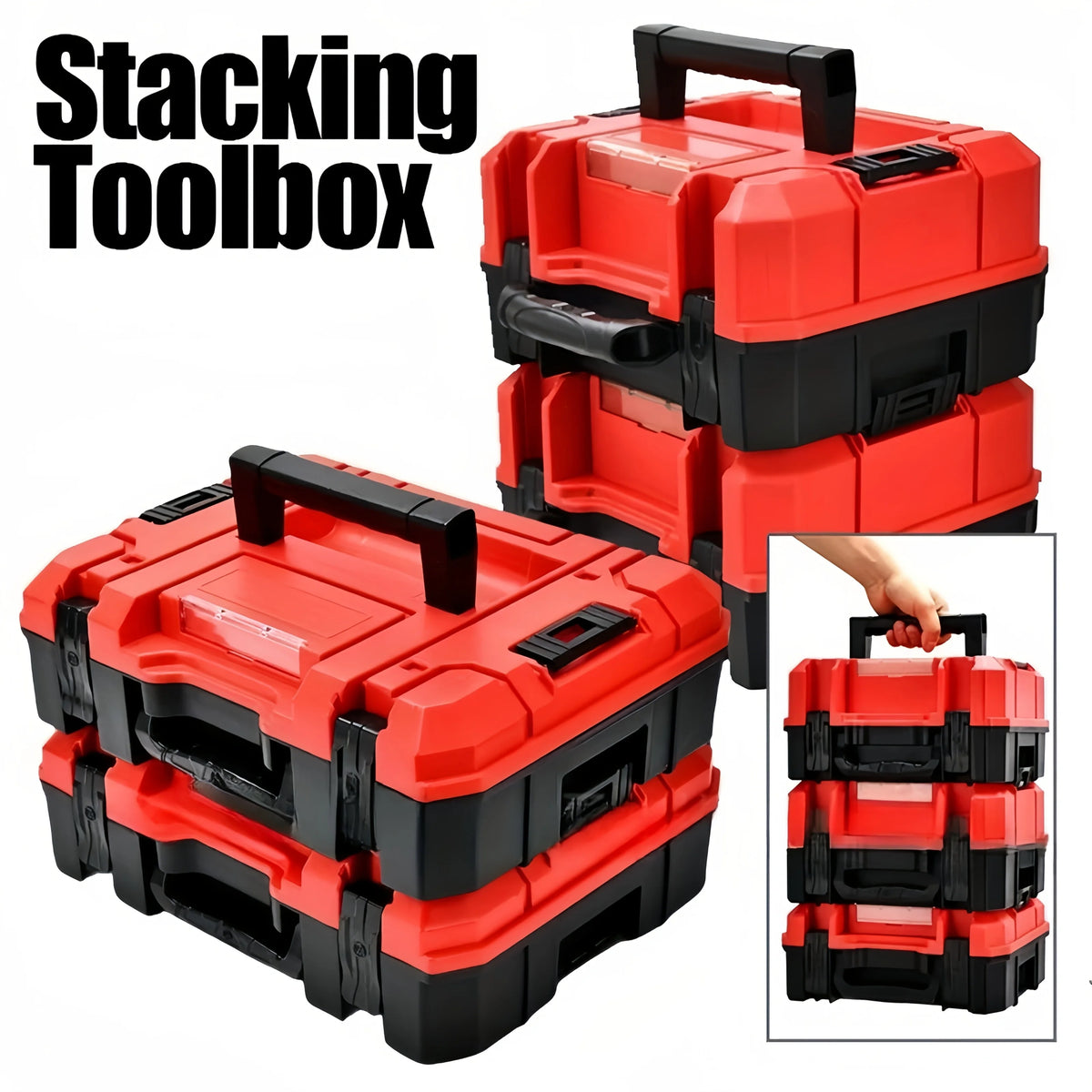 1pc Multi Functional Tool Box with Durable Compartment Storage  Suitable for Electricians Carpenters Stacking Storage Boxes