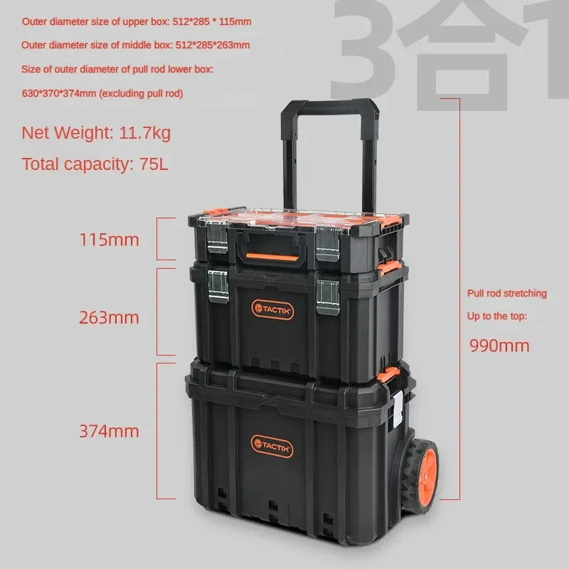Professional Storage Tool Box Large Hard Case Robust Full Tool Case Parts Organizer Box with Lock Complete Toolbox for Mechanic