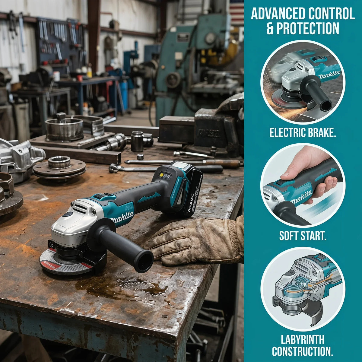 Makita DGA404 18v 100mm Power Tools Grinder Tool Wireless Power Tools Electric Grinder Angle Grinder Brushless Sander Angle