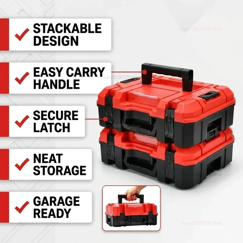 1pc Multi Functional Tool Box with Durable Compartment Storage  Suitable for Electricians Carpenters Stacking Storage Boxes