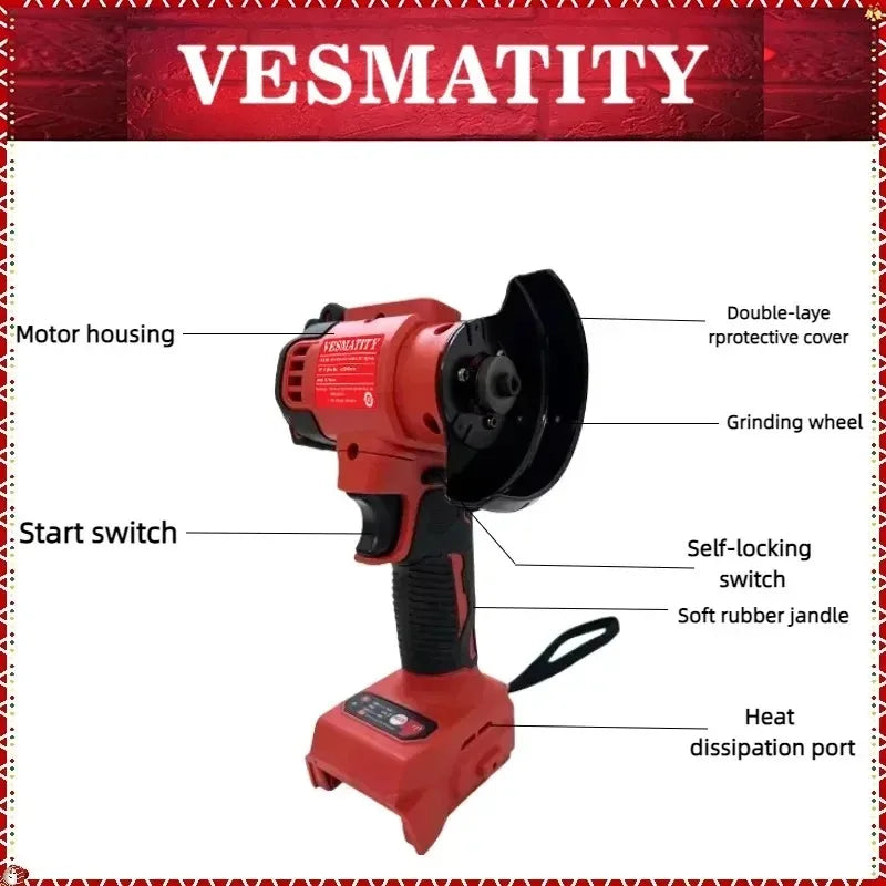 Power Tools Angle Grinder 3Inch Mini Cordless Grinding Polishing Machine Electric Diamond Cutting Grinder Fit Milwaukee Battery