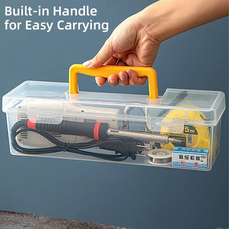7-Piece Multifunctional Tool Box, Transparent Portable Hardware Tool Box with Handle, Wrench and Screw Parts Organizer, Suitable for Hardware and Also Suitable for Storing Various Jewelry Items