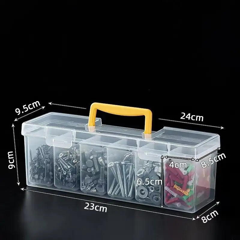 Plastic Hardware Tool Storage Box With Handle Tool Organizer Box Transparent Handheld Toolbox Portable Large Capacity Thickened