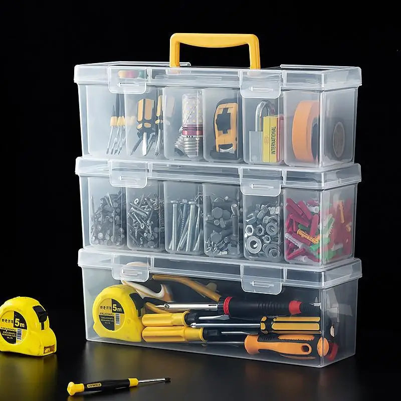 Plastic Hardware Tool Storage Box With Handle Tool Organizer Box Transparent Handheld Toolbox Portable Large Capacity Thickened