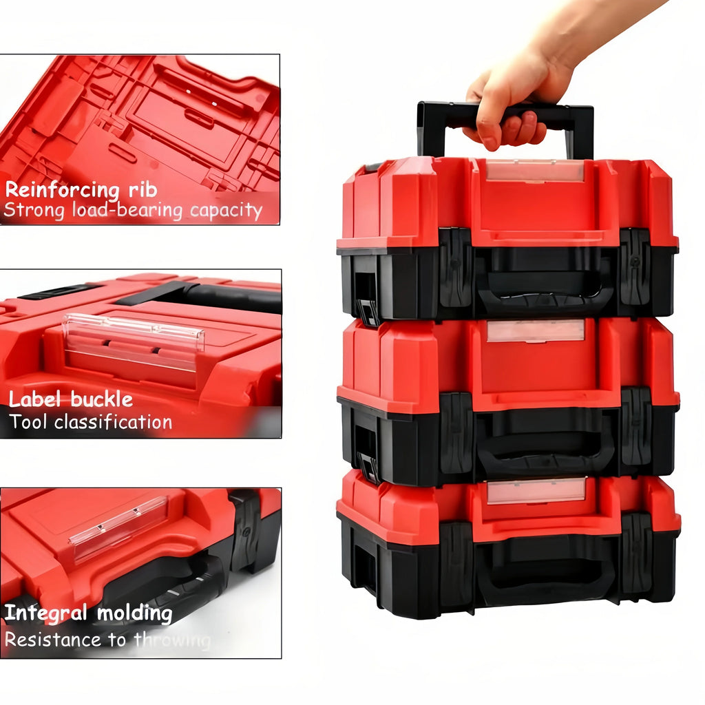 1pc Multi Functional Tool Box with Durable Compartment Storage  Suitable for Electricians Carpenters Stacking Storage Boxes