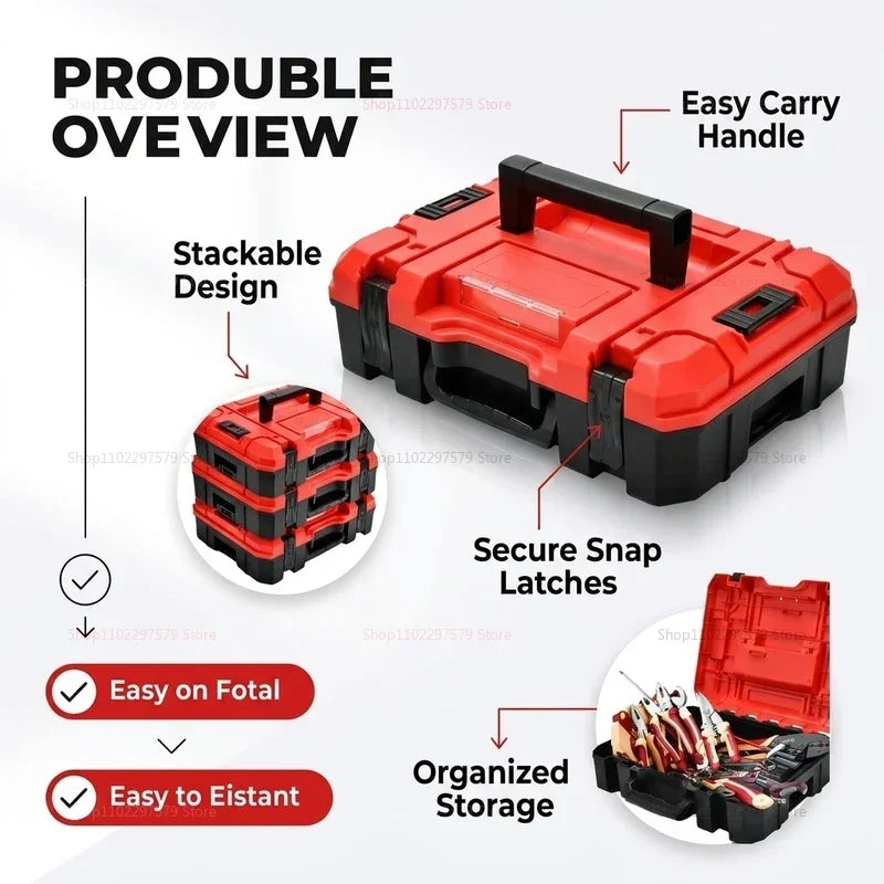 1pc Multi Functional Tool Box with Durable Compartment Storage  Suitable for Electricians Carpenters Stacking Storage Boxes