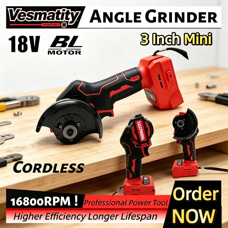 Power Tools Angle Grinder 3Inch Mini Cordless Grinding Polishing Machine Electric Diamond Cutting Grinder Fit Milwaukee Battery
