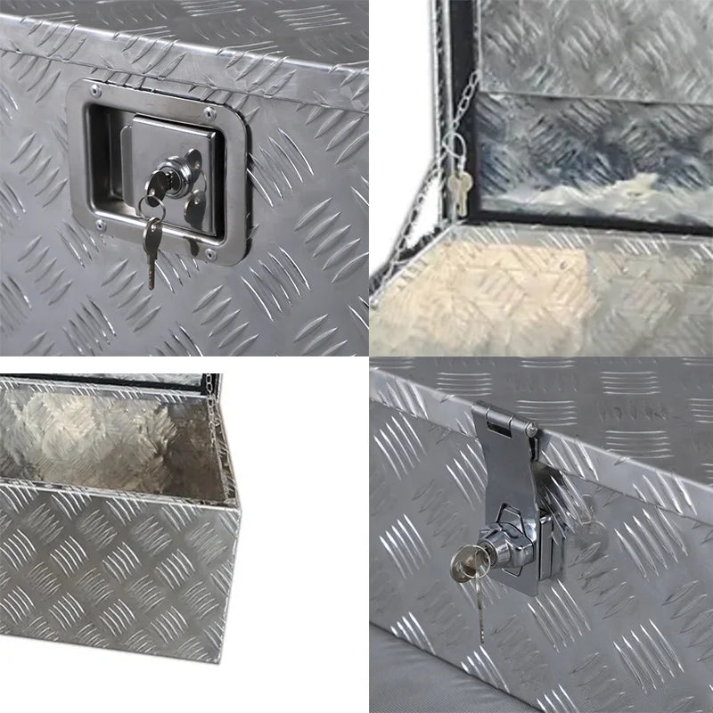 Heavy Duty Aluminum Truck Bed Tool Box Plate Tool Box with Side Handle and Lock Keys Storage Tool Box for PickupTruck Bed